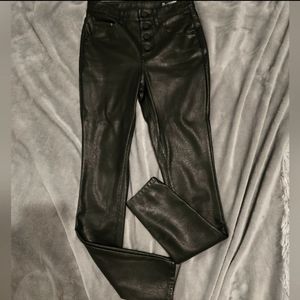 "donating soon" synthetic leather leggings